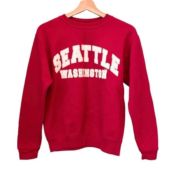 Jerzees Seattle Washington Red Sweatshirt in Junior Size Large (14-16) - Picture 1 of 5